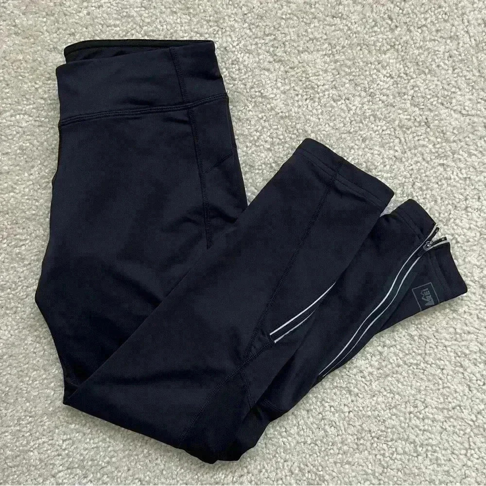 REI Leggings Womens Small Petite Outdoor Mid Rise Ankle Zip Back Pocket Stretch